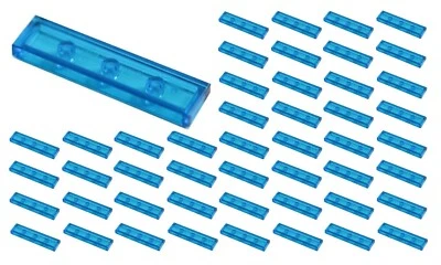 ☀️50x NEW LEGO 1x4  Dark-Light Blue Tiles Trans-blue trans blue translucent  - Image 1 of 2