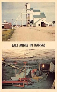 KS, Kansas SALT MINES Anlage & Untertagebau Ansichten Chrom Postkarte - Bild 1 von 2