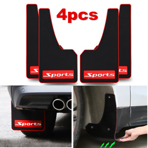 Set Of 4 Black w/Red Car Accessories Universal Mud Flaps Protector With Fittings
