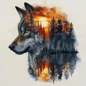 Wolf Diamond Painting Art Kits for Adults Full Drill Round Gem Art Wall Decor - Picture 1 of 6
