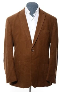 46R Joseph Abboud Brown Thick Cotton Peak-Lapel Elbow Patch Sport Coat Blazer 2X - Picture 1 of 11