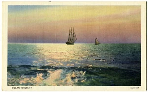 Linen Postcard - Cape Cod, Massachusetts - Ocean Twilight (1933) - Picture 1 of 2