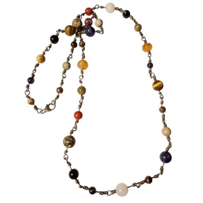  Hand Constructed Hernandez Taxco Sterling Silver Multi Gemstone Necklace  - Image 1 of 4