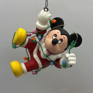 Mickey als Weihnachtsmann mit Lichtern Ornament Disney Weihnachten Urlaub Grolier Vintage - Bild 1 von 10