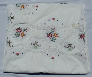 Colorful Table Cloth Cotton Embroidered Needlework Tablecloth FLAW - Bild 1 von 12
