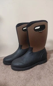 Bogs Boots Men's Size 11 High Waterproof Winter & Rain Black/ Brown Tall - Picture 1 of 6