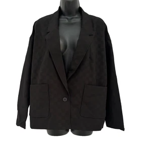 Neu ohne Etikett Korner Blazer Jacke Damen Größe Medium schwarz & braun kariert Taschen gefüttert - Bild 1 von 15