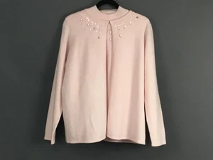 Vintage Designers Originals Twin Set Damen XL Rosa Perlen Strickjacke Shell 90er - Bild 1 von 11