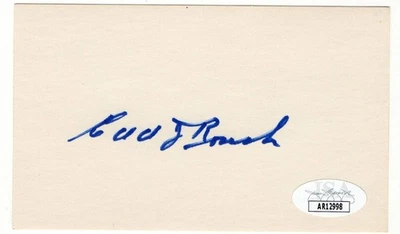 Edd Roush Signed Autographed Index Card Reds HOF Legend JSA AR12998 - Image 1 of 2