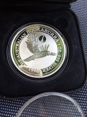 AUSTRALIA 1 Dollar 1996 1oz Silver Kookaburra European Privy 'France' Box/CoA - Immagine 1 di 4