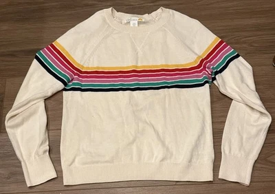 C&C California Cream Colorful Stripe Lightweight Pullover Crew Neck Sweater Sz M - Image 1 of 4