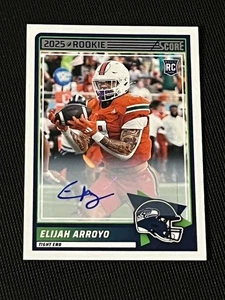 2025 Panini Score Elijah Arroyo #50 Rookie Auto Seattle Seahawks RC Miami U - Picture 1 of 6