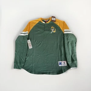 Mitchell & Ness Mens Green Bay Packers NFL Thermal Henley Vintage Logo - Picture 1 of 8