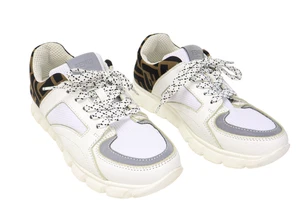 Fendi Zapatos Mujer Eu 36 Bajo Top Zapatillas Cordones Logo Blanco Estampado - Imagen 1 de 21