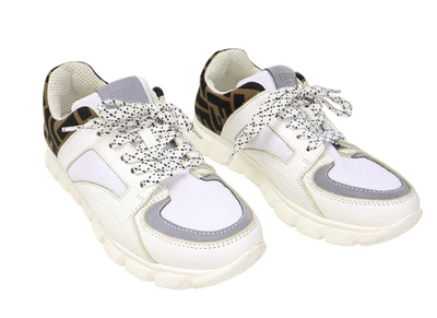 Fendi Zapatos Mujer Eu 36 Bajo Top Zapatillas Cordones Logo Blanco Estampado - Imagen 1 de 4