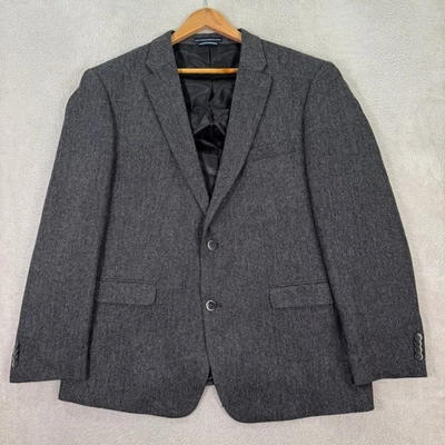 NEW Tommy Hilfiger Mens 44R Herringbone Wool Blend Blazer Suit Jacket Dark Gray - Image 1 of 4