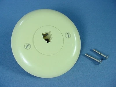 Placa de pared de teléfono redonda modular Leviton marfil tipo 625B 40229-I Foto 1 de 4