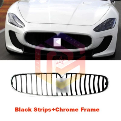 Black + Chrome Frame Front Grille For Maserati GranTurismo GT 2008-2017 - Image 1 of 4