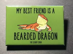 Bearded Dragon Magnet Handmade Lizard Reptile Cartoon Art Gifts and Home Decor - Picture 1 of 10