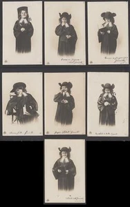Serie completa 7 cartoline Caricatura prete protestante SBW n 443 vg 1903 - Imagen 1 de 12