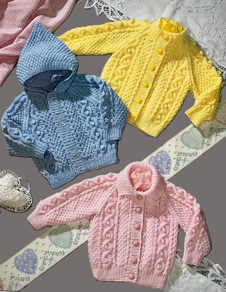 Baby Knitting Pattern For Aran Jackets In Aran Wool To Fit 18-24” H51 - Image 1 of 2