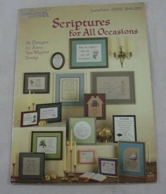 Scriptures For All Occasions Cross Stitch Patterns 1985 Leaflet #355 Christian  - Image 1 of 4