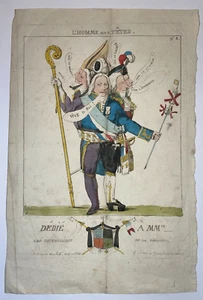 TALLEYRAND c. 1820 CARICATURE POLITIQUE 19E SIECLE GRAVURE ORIGINALE - Picture 1 of 1