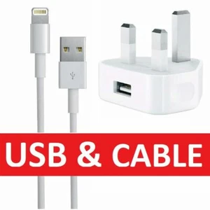 New Charger Plug & USB Cable Lead For iPhone 5 6 6+ 7 7+ 8 8+ X XR XS 5SE iPad 3 - Picture 1 of 6