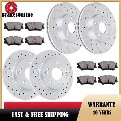 Drilled Slotted Front Rear Brake Rotors and Pads Kit for Honda Accord ACURA TSX - Image 1 of 4