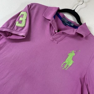 Polo by Ralph Lauren Mens Polo Size M Raspberry Big Pony #3 Sleeve Preppy - Picture 1 of 10