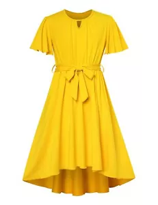 Girls Yellow Dresses 9-10 Years Casual Flutter Sleeve Skater Dress for Girls ... - Picture 1 of 6