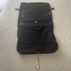 Vintage Pierre Cardin Luggage Hanging Folding Garment Suit Bag Black - Picture 1 of 10