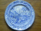 Antique  Pearlware Blue Transfer Spode Indian  Wolf Plate 1810 DAMAGED REPAIRED 