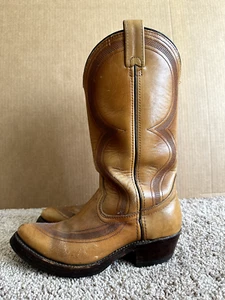 Vintage HH Double - H Cowboy Western Boots w/ Cat's Paw heel - Men's size 6.5 D - Picture 1 of 19