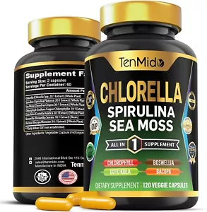 Organic Chlorella Supplement for Men and Women, 7in1 Formula with Spirulina, ... - Picture 1 of 13