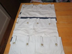 DREI Nautica Fenster Volants hellbraun marineblau Streifen Knopfleiste Oberteil Baumwolle Vintage sehr guter Zustand - Bild 1 von 9