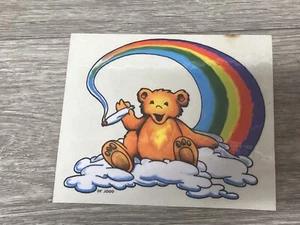 Vintage Grateful Dead Style Sticker Decal Psychedelic Bear SMOKING GGL 1995 NOS - Picture 1 of 2
