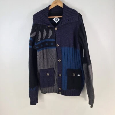 Diesel amplified knit cardigan mens XL navy blue fair isle wool 104906 - Image 1 of 4