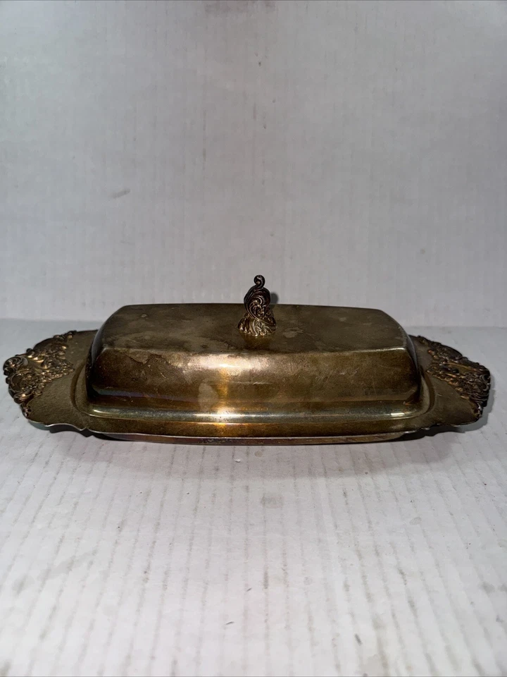 Plato de mantequilla cubierto con plato de plata barroco Wallace 206 vintage 9,5 X 4 pulgadas Foto 1 de 4