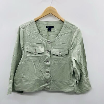 Chaqueta corta ligera viscosa talla pequeña de jeans Bandolino para mujer en verde Foto 1 de 4