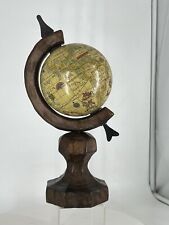 Vintage Wooden Decorative Desk Globe with Wood Base 7" Tall Made In Hong Kong
