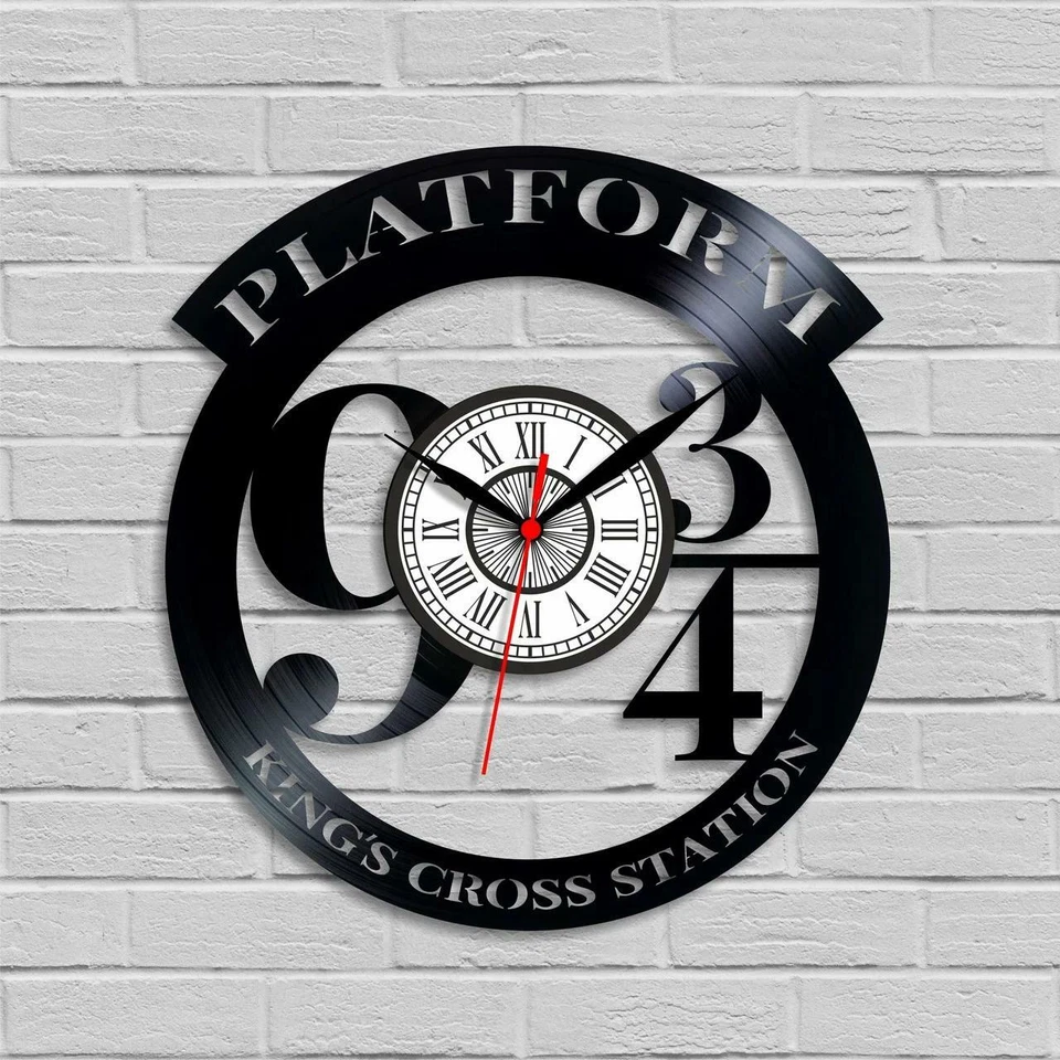 Harry Potter Vinyl Wall Clock Record Gift Home Room Decor Platform Nine 9 3/4 - Image 1 of 1