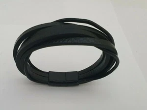Men's Bracelet ANA Collection Fashion Jewelry Classic Black Multi Layer Double - Picture 1 of 3