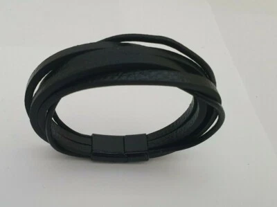 Men's Bracelet ANA Collection  Fashion Jewelry Classic Black Multi Layer  Double - Image 1 of 3