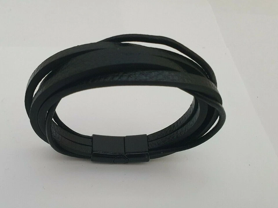 Men's Bracelet ANA Collection  Fashion Jewelry Classic Black Multi Layer  Double - Image 1 of 3