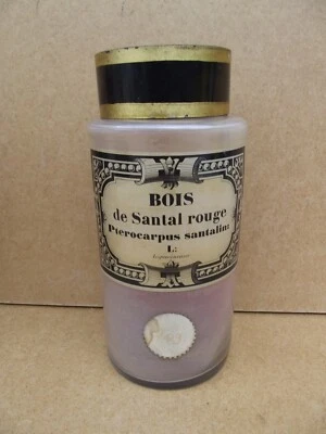 ancien pot à pharmacie apothicaire en verre bouchon en tole Napoléon III XIX - Photo 1/4