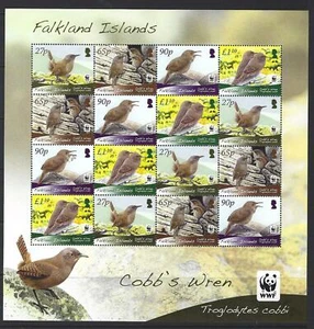 FALKLAND ISLANDS 2009 BIRDS, ENDANGERED SPECIES COBB'S WREN UNMOUNTED MINT, MNH - Picture 1 of 1