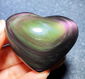 Seltene natürliche Regenbogenblitz Obsidian Kugel Herz Reiki Steinheilung C73 - Bild 1 von 13