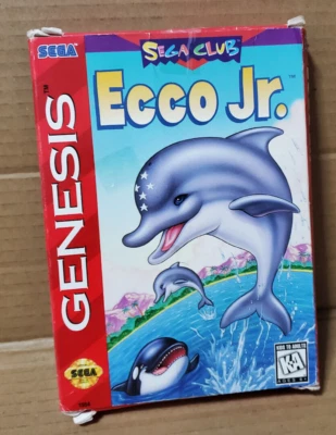 Ecco Jr. (Sega Genesis, 1995) CIB Cardboard Box Mailer Manual Tested Working - Image 1 of 4