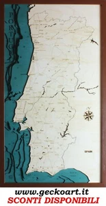 Portugal Karte Karte 3D Modernes Bild Map Chart www.geckoart.it - Bild 1 von 30